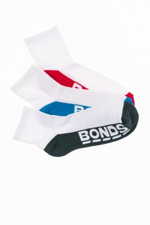 Bonds Mens Logo Quarter Crew Sport Sock 3PK S8221N Assorted 1