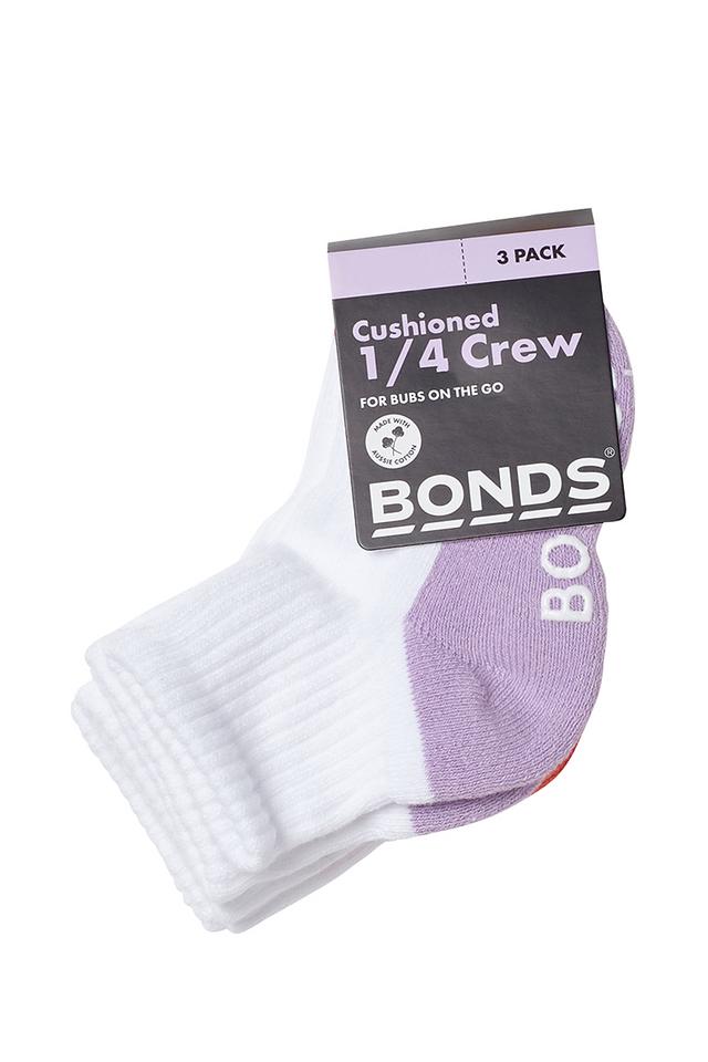 Baby Logo Cushioned Quarter Crew Socks 3 Pack
