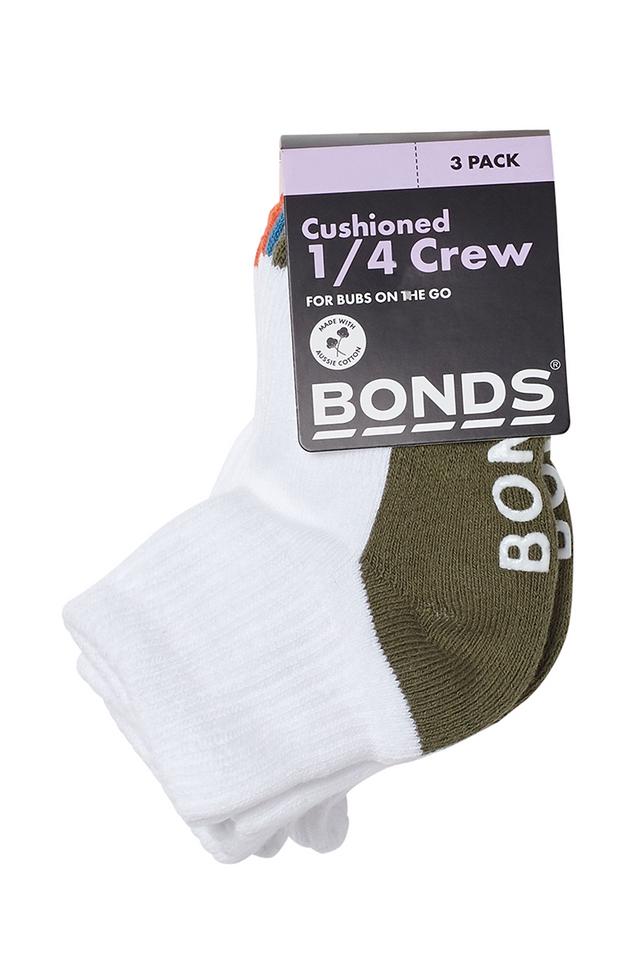 Baby Logo Cushioned Quarter Crew Socks 3 Pack