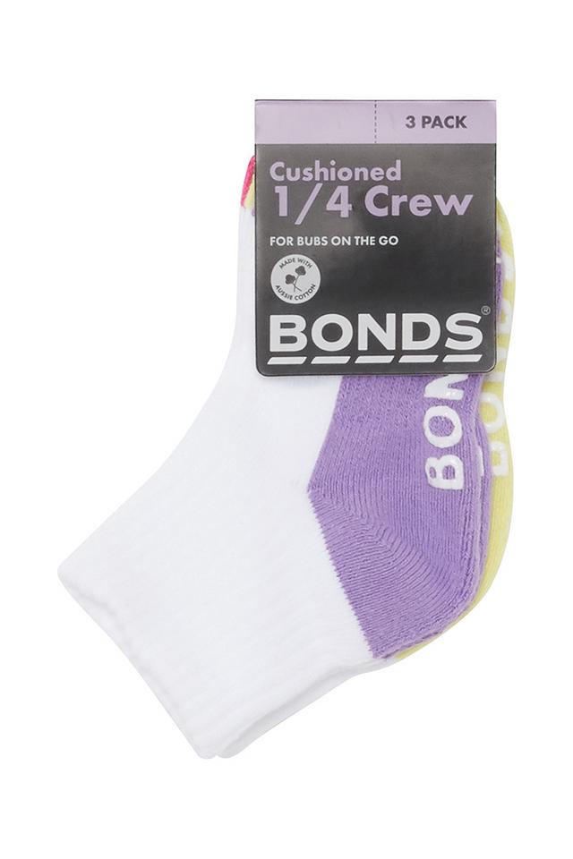 Baby Logo Cushioned Quarter Crew Socks 3 Pack
