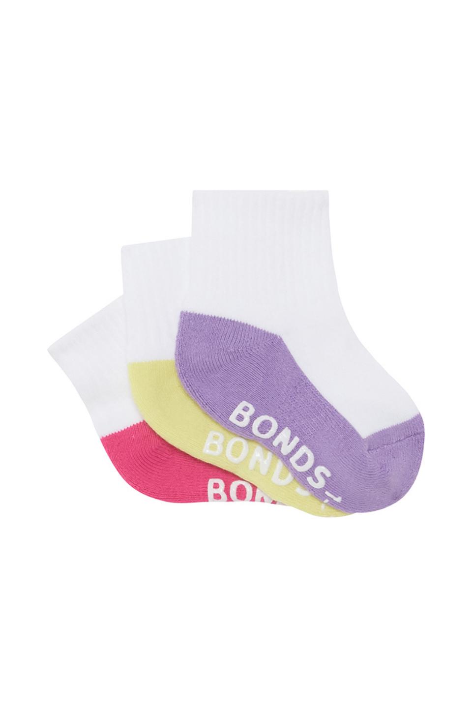 Baby Logo Cushioned Quarter Crew Socks 3 Pack