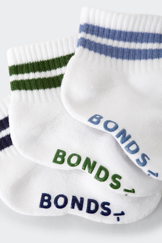 Baby Logo Cushioned Quarter Crew With Stripe 3 Pack