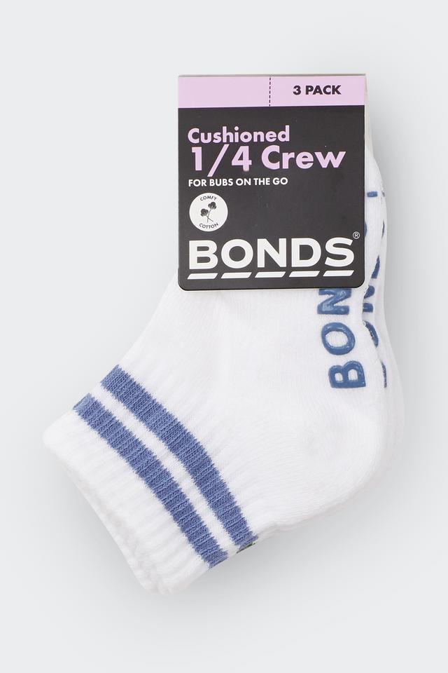 Baby Logo Cushioned Quarter Crew With Stripe 3 Pack