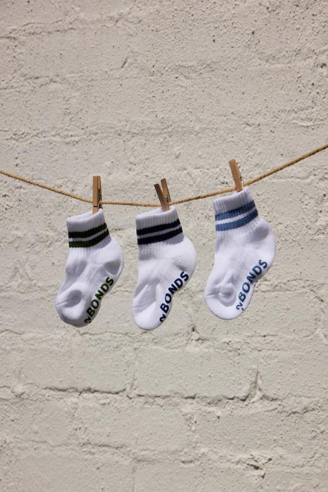 Baby Logo Cushioned Quarter Crew With Stripe 3 Pack