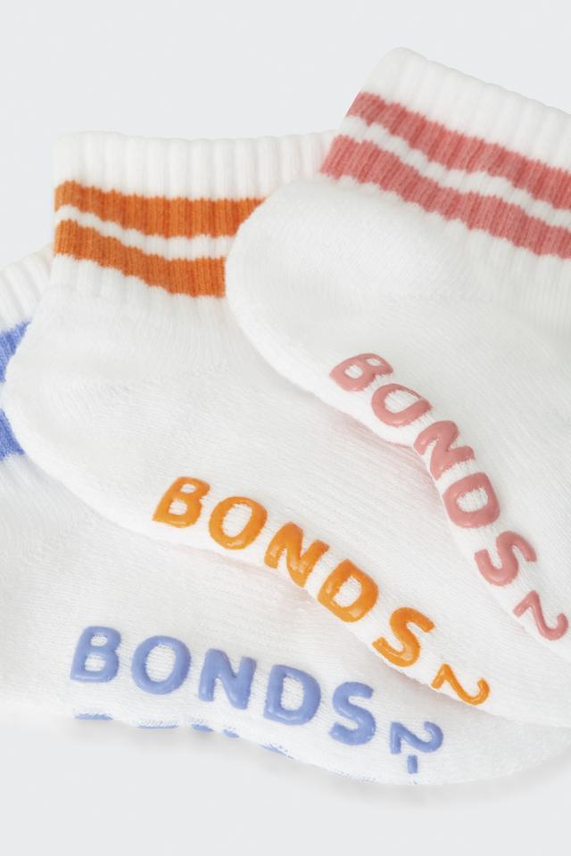 Baby Logo Cushioned Quarter Crew With Stripe 3 Pack