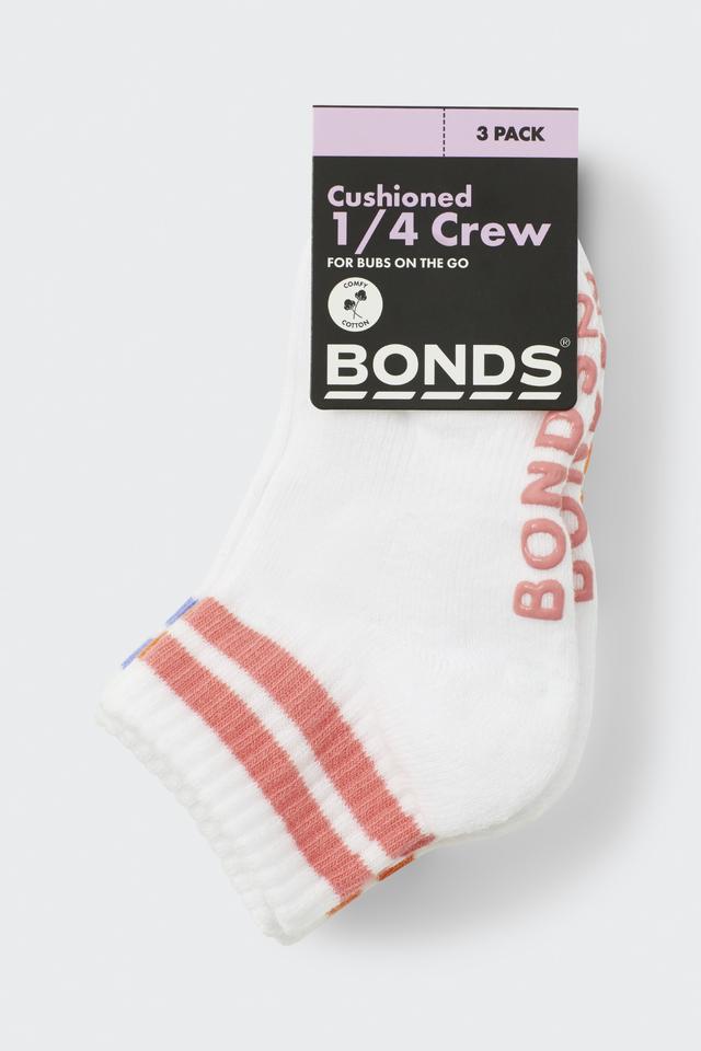 Baby Logo Cushioned Quarter Crew With Stripe 3 Pack