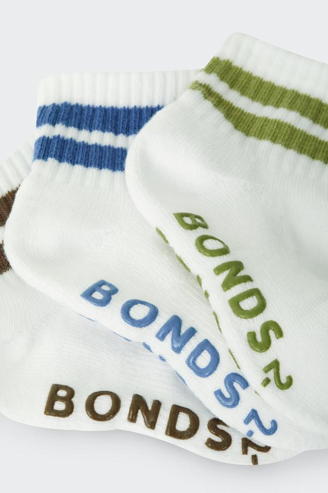Baby Logo Cushioned Quarter Crew With Stripe 3 Pack