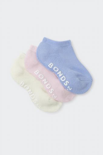 Baby Logo Cushioned Solid Colours Low Cut Socks 3 Pack (Girls Colours)
