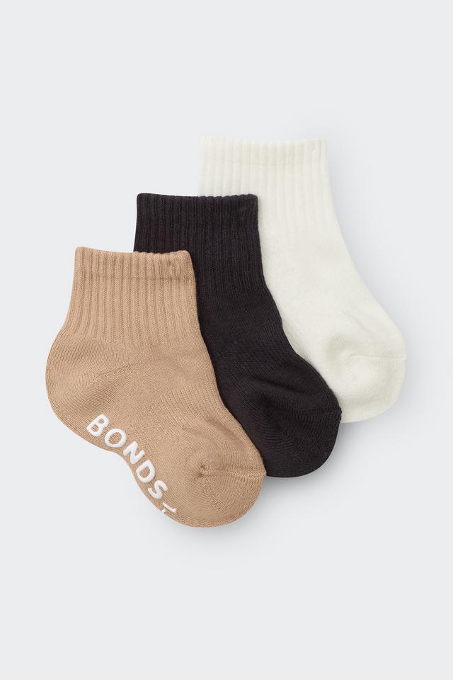 Baby Logo Cushioned Solid Colours Quarter Crew 3 Pack