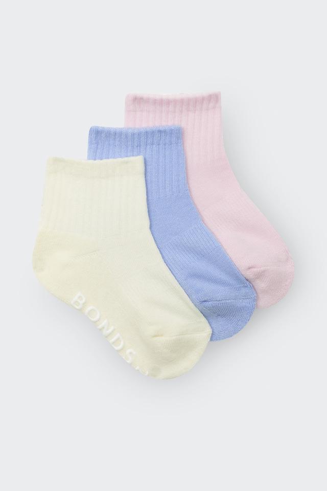 Baby Logo Cushioned Solid Colours Quarter Crew 3 Pack