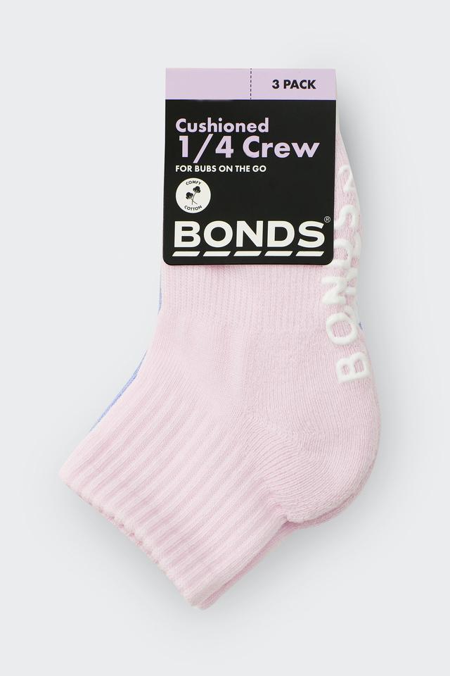 Baby Logo Cushioned Solid Colours Quarter Crew 3 Pack