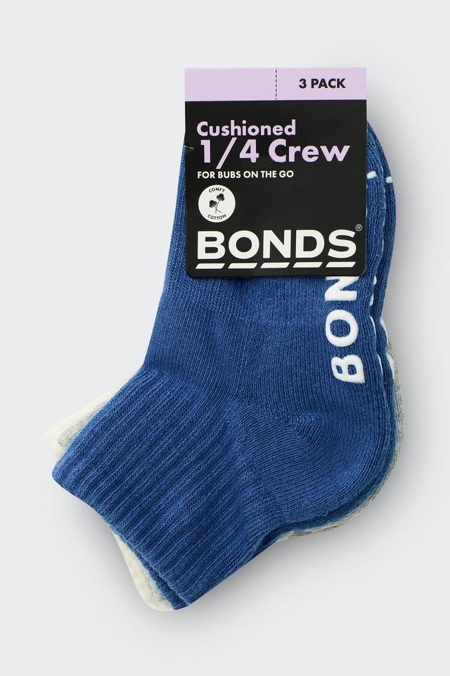 Baby Logo Cushioned Solid Colours Quarter Crew 3 Pack