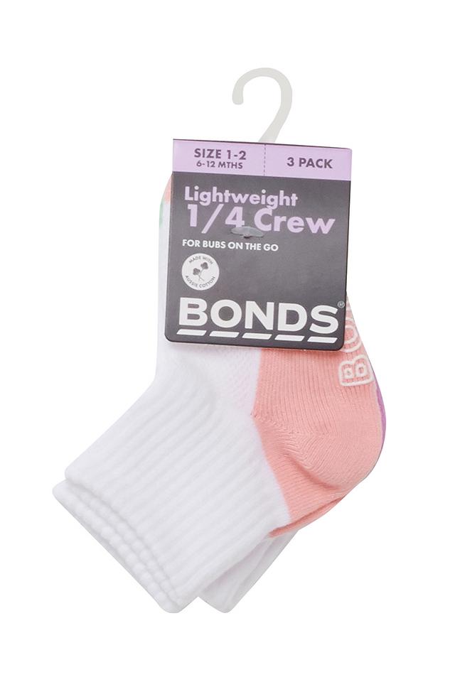 Baby Logo Lightweight Quarter Crew Socks 3 Pack