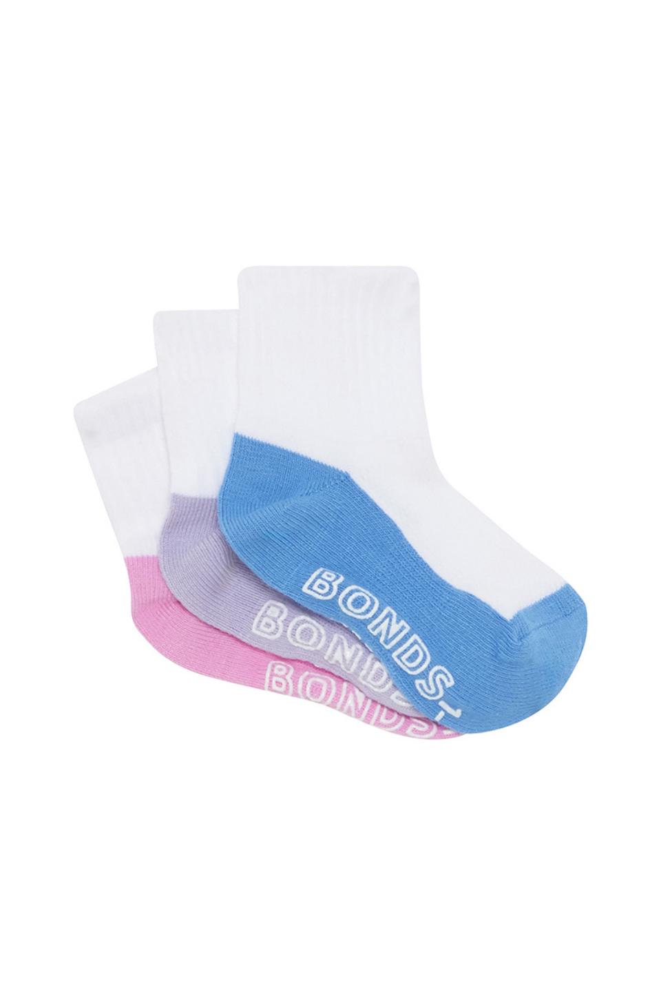 Baby Logo Lightweight Quarter Crew Socks 3 Pack
