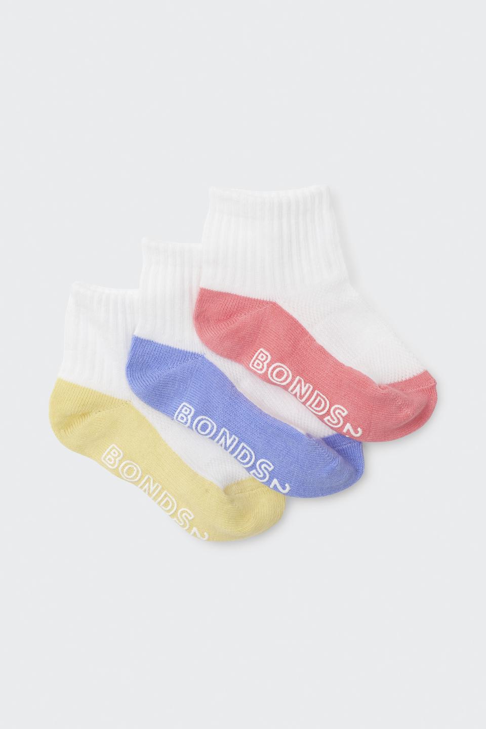 Baby Logo Lightweight Quarter Crew Socks 3 Pack