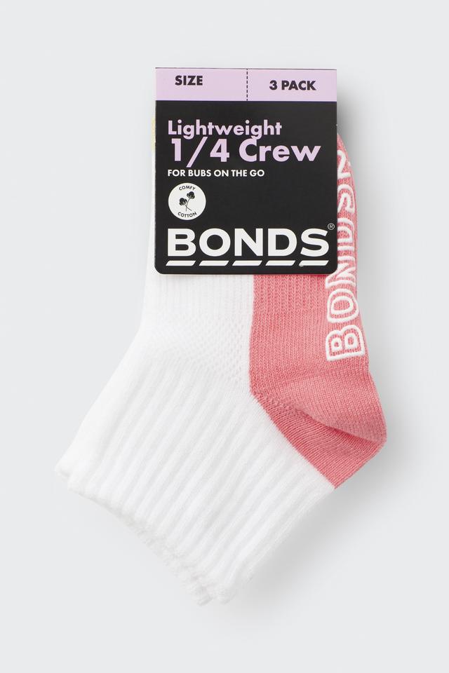 Baby Logo Lightweight Quarter Crew Socks 3 Pack