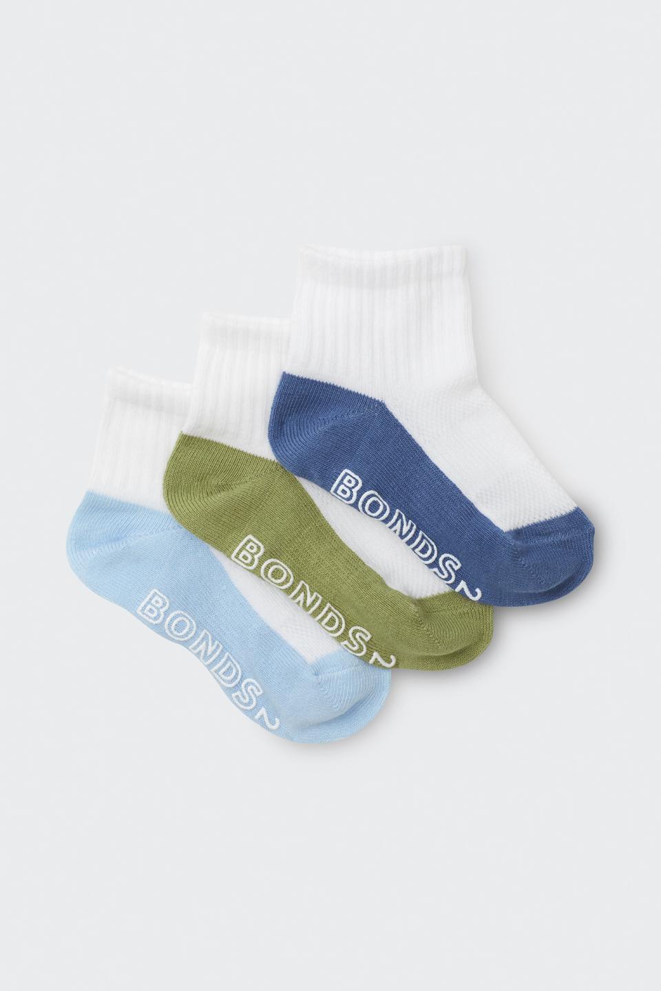 Baby Logo Lightweight Quarter Crew Socks 3 Pack