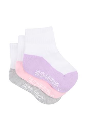 Baby Logo Lightweight Quarter Crew Socks 3 Pack (Pink)