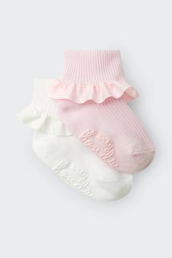 Baby Party Ribbon Cuff Sock 2 Pack (Baby Splice/White)