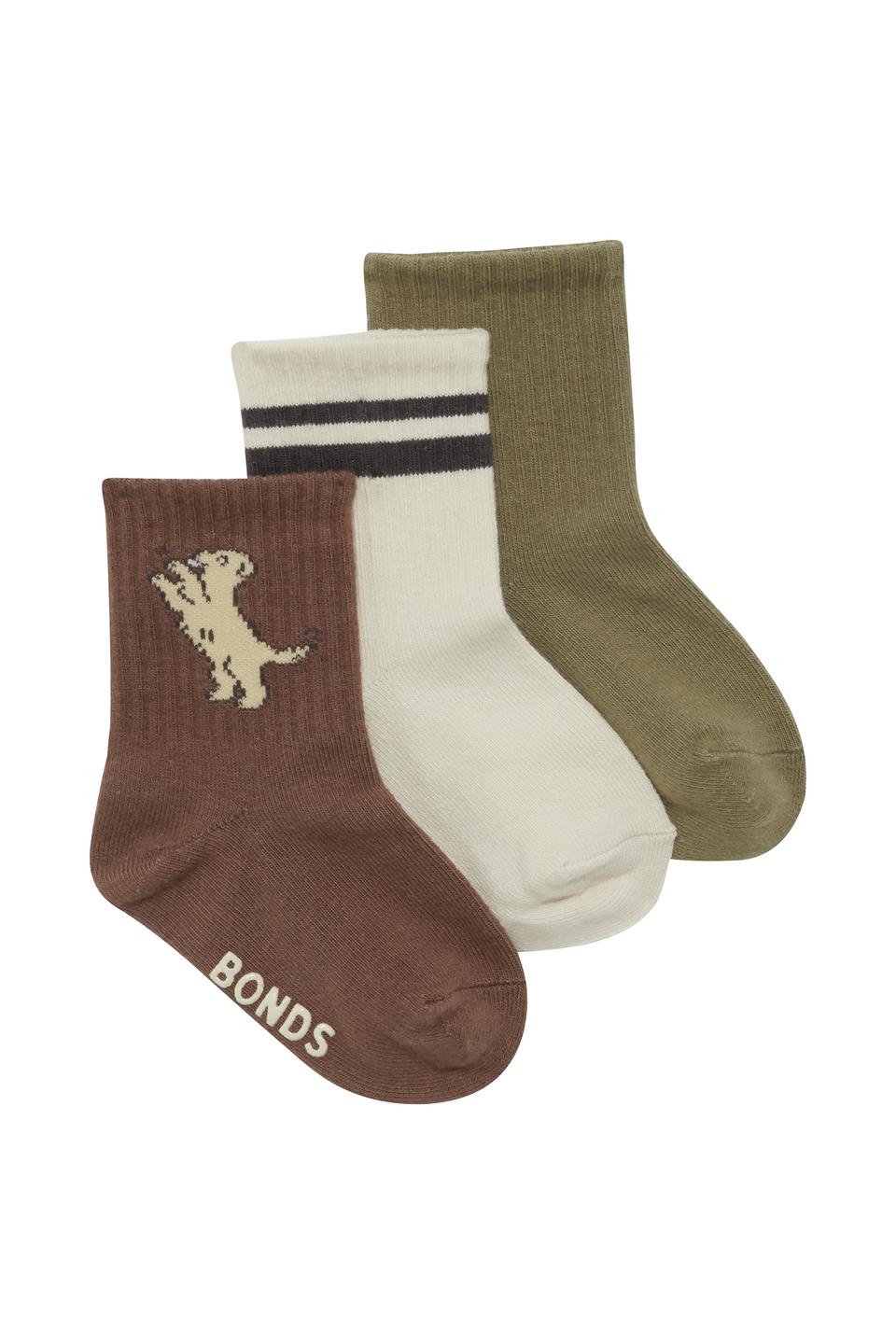 Baby Pattern Rib Crew Sock 3 Pack