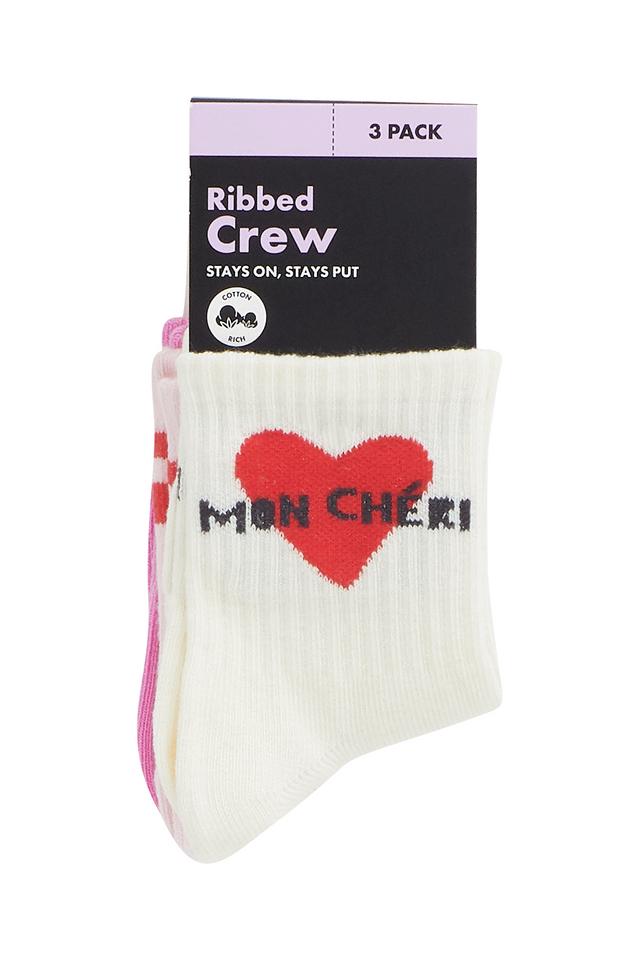 Baby Pattern Rib Crew Sock 3 Pack