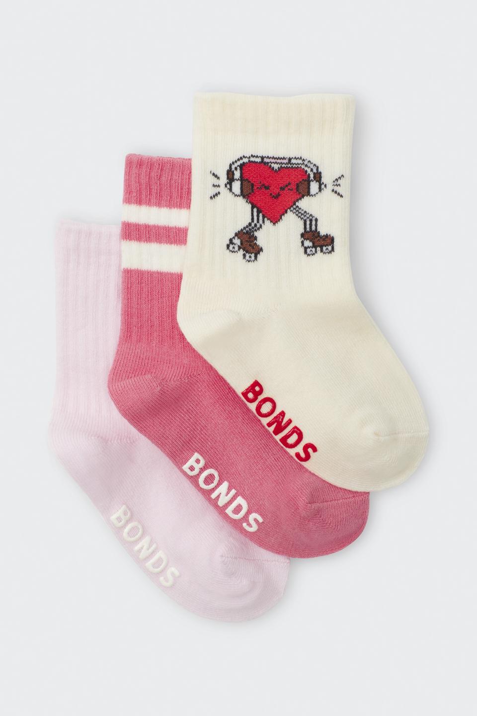 Baby Pattern Rib Crew Sock 3 Pack