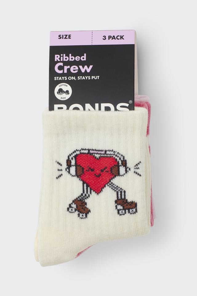 Baby Pattern Rib Crew Sock 3 Pack