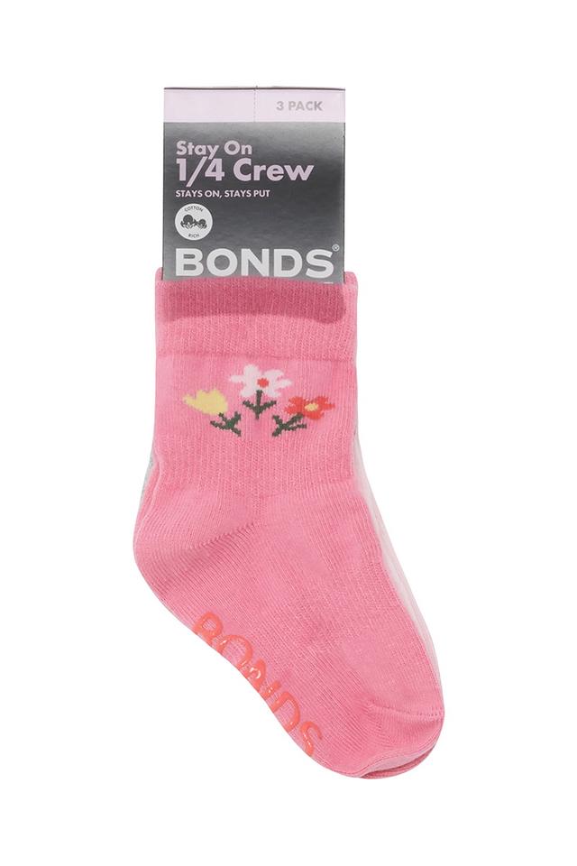 Baby Stay on Pattern Quarter Crew Socks 3 Pack