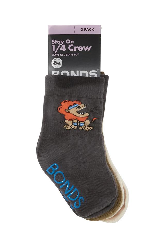 Baby Stay on Pattern Quarter Crew Socks 3 Pack