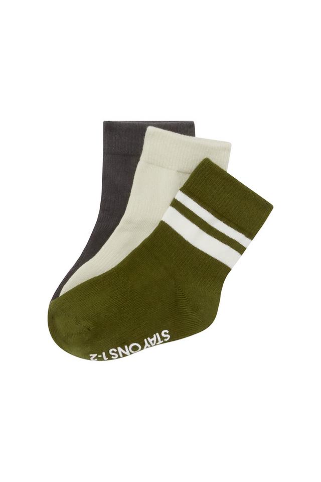 Baby Stay on Pattern Quarter Crew Socks 3 Pack