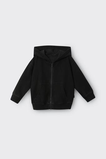 Black Denim Wash Zip Hoodie (Stone Black)