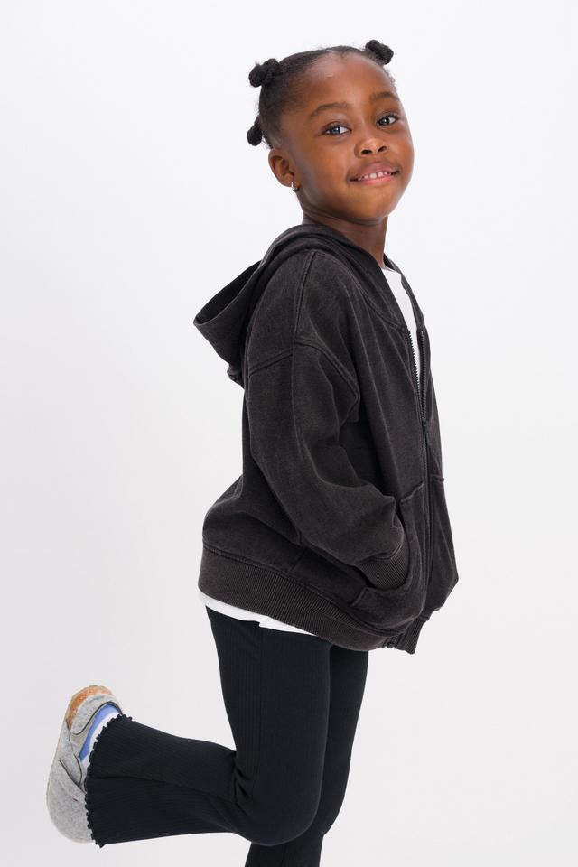 Black Denim Wash Zip Hoodie