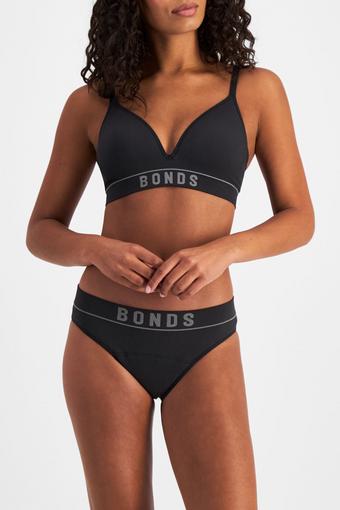 Bloody Comfy™ Period Retro Rib Hi Bikini Moderate (Black)