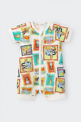 Bluey x Bonds Zip Romper (Heeler Holiday White)