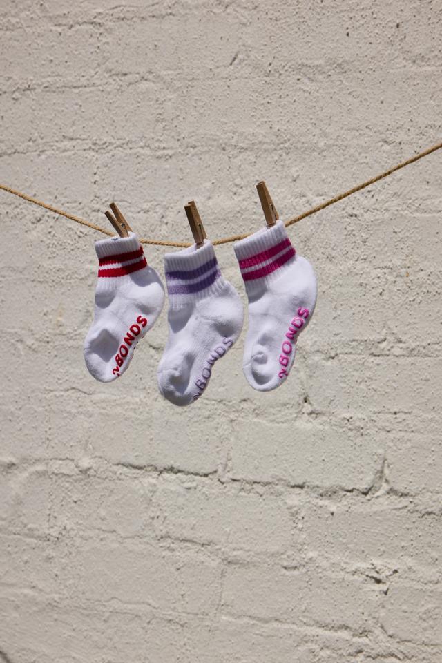 Baby Logo Cushioned Quarter Crew With Stripe 3 Pack