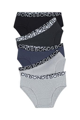 Boys Brief 5 Pack (Black/Greyscale)