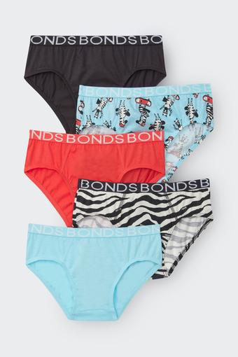 Boys Brief 5 Pack (Skating Zebra)
