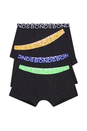 Boys Trunk 4 Pack (Black With Pop Band)