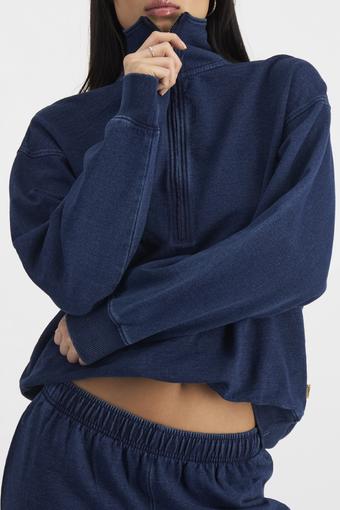 Denim Wash Half Zip Pullover (Sea Blue Denim)