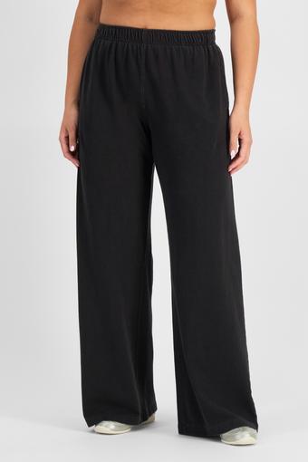 Denim Wash Sweats Wide Leg Trackie (Stone Black)