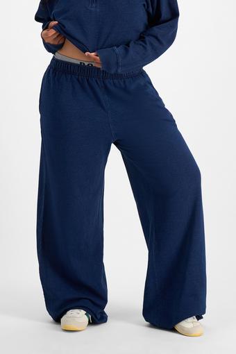 Denim Wash Sweats Wide Leg Trackie (Sea Blue Denim)