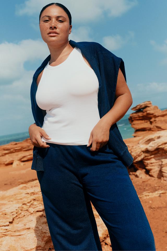 Denim Wash Sweats Wide Leg Trackie