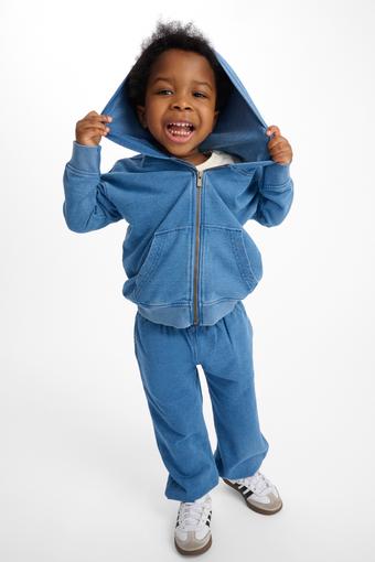 Denim Wash Zip Hoodie (Sky Blue Denim)