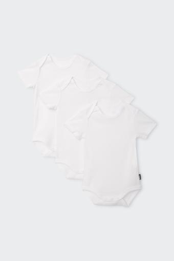 Essentials Rib Shortsleeve Bodysuit 3 Pack (White)