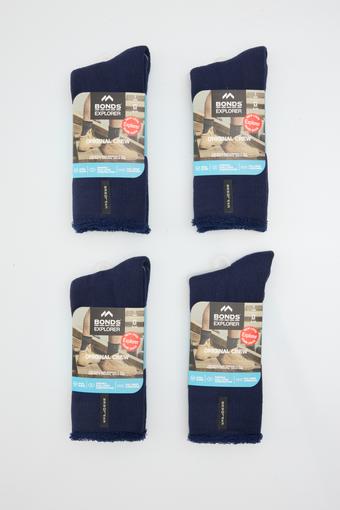 Explorer Mens Original Wool Crew Socks 4 Pack (Navy)