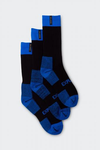 Explorer Mens Tough Work Socks 3 Pack (Black / Navy)
