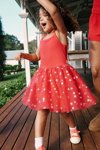 Girls Christmas Pointelle Tutu Dress (Shining Star Cherry Soda)