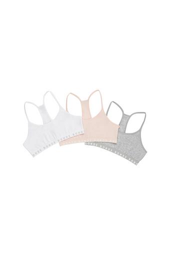 Girls Hipster Racer Crop 3 Pack (White & Tea Party & New Grey Marle)
