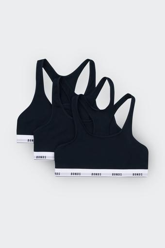 Girls Hipster Racerback Crop 3 Pack (Nu Black)