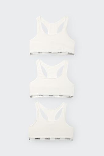 Girls Hipster Racerback Crop 3 Pack (White)